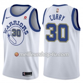 Maillot Basket Homme Golden State Warriors Stephen Curry 30 Nike 2017-18 Hardwood Classics Blanc Swingman